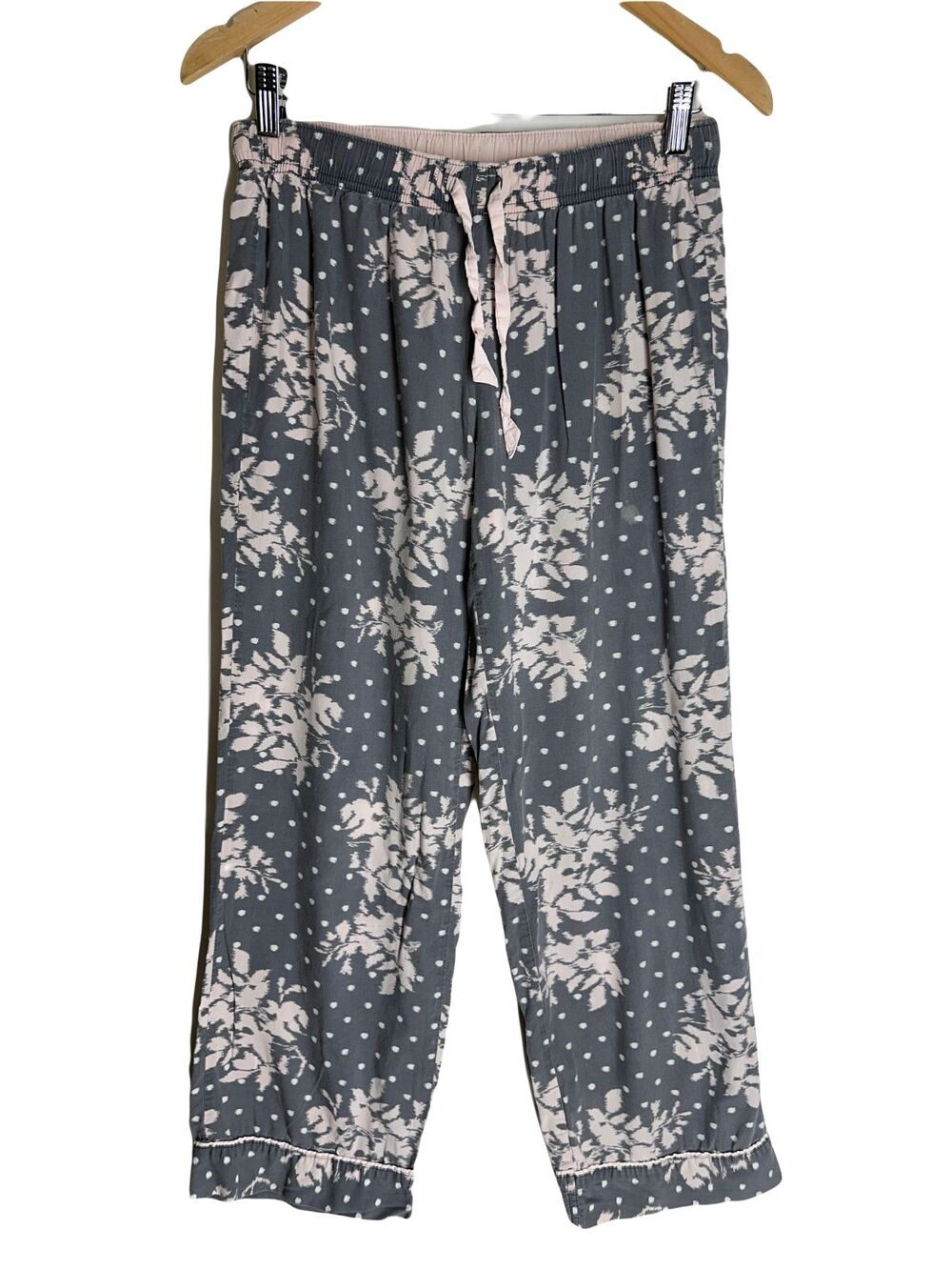 Victoria's Secret Pajama Pants Women Gray Floral Print Elastic Waist Size S/P